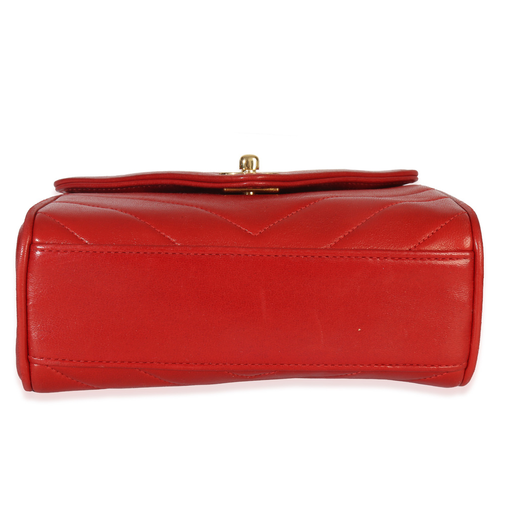 Chanel Vintage 24K Red Chevron Lambskin CC Square Flap Bag - Picture 5 of 8